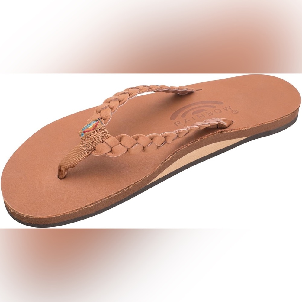Rainbow Sandals Women's Braided Classic Flip-Flop Caramel Tan Leather OFFERS OK